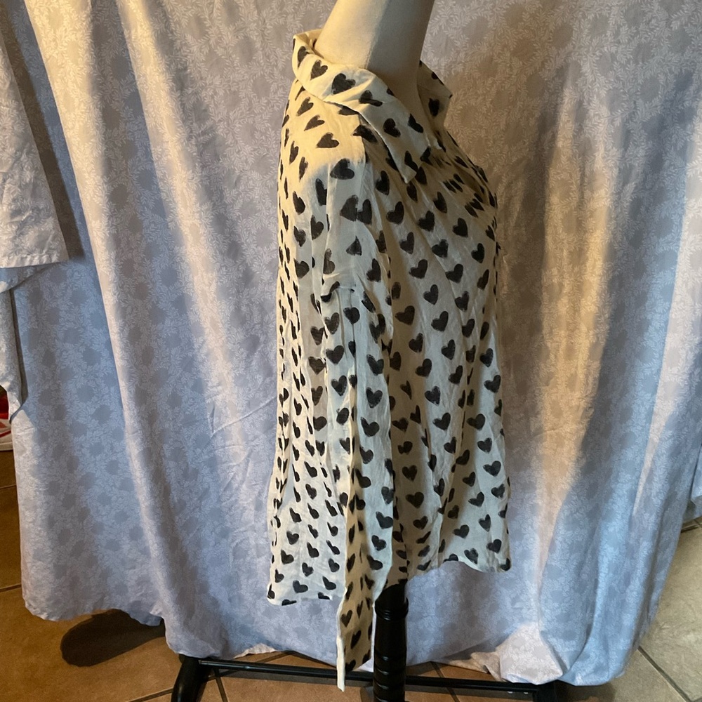 Heart Pattern Button Down Shirt - image 5